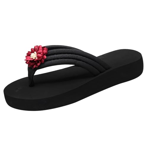 Damen Badelatschen Zehentrenner Mit Fussbett - Damen Flip Flops Elegant, Zehentrenner Bequem Sommer Pantoffeln Pantoletten Plateaurutschfest Badelatschen Freizeit Slippers Flach Sandalette von LZPCarra