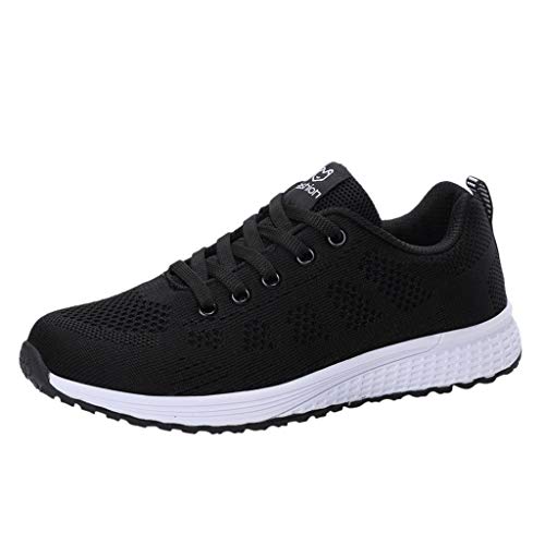 Damenschuhe Silber 40 Sportlicher Student Laufschuh Damenschuh Fester Schuh Rutschfester Sneaker für Frauen Spitzen-up Mesh Sneaker Schuhe Damen Blau Sneaker (Black, 35) von LZPCarra