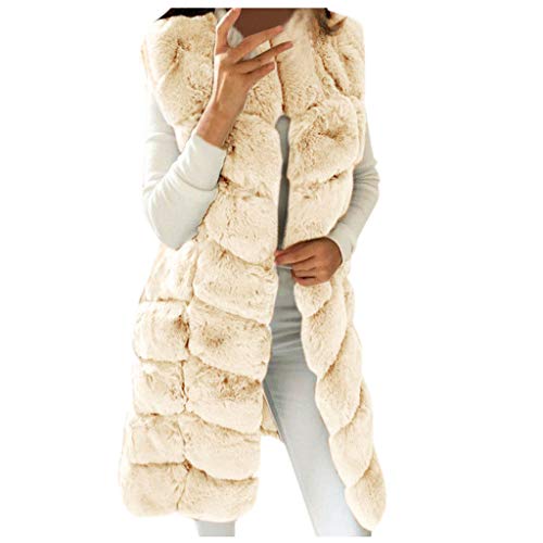 Fellmantel Damen Elegant - Steppweste Damen Lang Ärmellose Jacke - Pelzweste Damen Kunstpelz Mantel Winter üBergangsjacke Warm Faux Fur Cardigan Felljacke-Winterjacke Mantel Jacke Wintermantel von LZPCarra