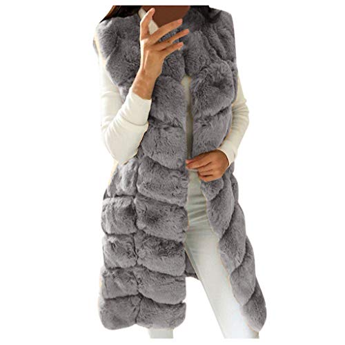 Fellmantel Damen Elegant - Steppweste Damen Lang Ärmellose Jacke - Pelzweste Damen Kunstpelz Mantel Winter üBergangsjacke Warm Faux Fur Cardigan Felljacke-Winterjacke Mantel Jacke Wintermantel von LZPCarra