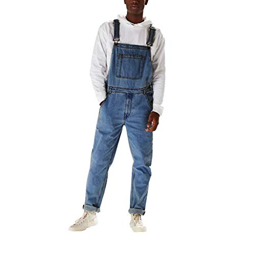 Jeans-Latzhose Herren Stretch - Jeanslatzhose Herren Lang Große Größe Latzhosen Männer Arbeitshose Regular Fit Cargohose Vintage Arbeitslatzhose-Jeanshose-Jeansoveralls Baggy Jeans Denim-Overalls von LZPCarra