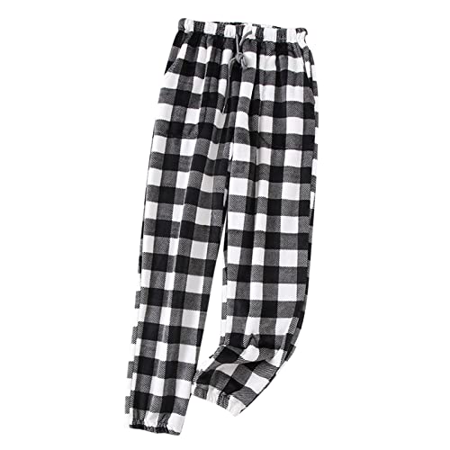 Karierte Pyjamahose Damen - Haushose Damen Kuschelig-Schlsfhose Lang Warm Sherpa Fleecehose Lounge Hose Haushosen-Thermohose-Schlafhose Winterhose Mit Kordelzug Haushosen-Jogginghose-Freizeithose von LZPCarra