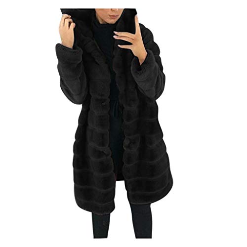 Kunstpelz Jacke Damen, Lang Pelzmantel Felljacke Stepp Fellmantel Langarm Pelzmantel Herbst Winter Elegant Warm Pelzjacke Faux Fur Cardigan Felljacke -Steppjacke-Winterjacke Mantel Jacke Mit Kapuze von LZPCarra