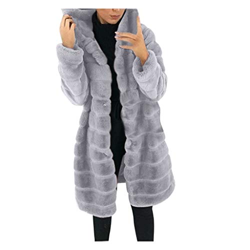 Kunstpelz Jacke Damen, Lang Pelzmantel Felljacke Stepp Fellmantel Langarm Pelzmantel Herbst Winter Elegant Warm Pelzjacke Faux Fur Cardigan Felljacke -Steppjacke-Winterjacke Mantel Jacke Mit Kapuze von LZPCarra