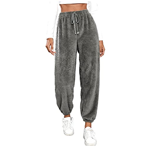 Kuschelhose Damen Flauschig - Jogginghose Damen Winter Warm Hausehose Lang Baumwolle Winterhose-Freizeithose Warm GefüTtert Pyjamahosen-Warme Haushose Thermal Pants Yogahosen Winter Thermohosen von LZPCarra