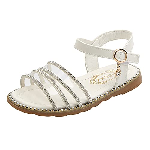 LZPCarra Baby Sommer Schuhe Mode Frühling Sommer Kinder Sandalen Mädchen flache offene Zehenschnalle leicht und bequem einfarbig Strass Mädchensandalen von LZPCarra