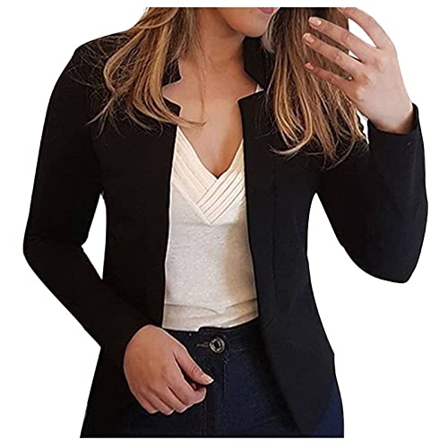 LZPCarra Blazer Damen Elegant Kurz Damen-Jacken Herbst Blazer Sommer üBergangsjacke Langarm Strickjacke Stehkragen Damenblazer Business Slim Fit Bolero Jacke Anzug Trenchcoat-Anzugjacke-Kurz Mantel von LZPCarra