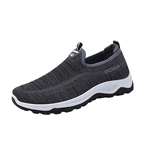 LZPCarra Compatible with Motorrad Schuhe Herren 48 Mode Sommer und Herbst Herren Turnschuhe Einfarbig Fly Woven Mesh Atmungsaktiv und Bequem Slip On Casual Herren Schuhe Blau Rot (Grey, 41) von LZPCarra