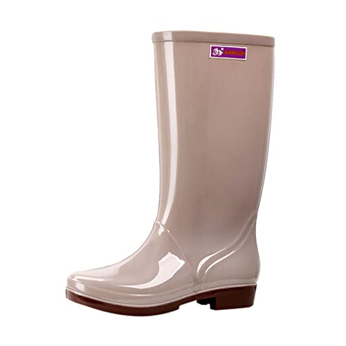 LZPCarra Damen Damen Stiefel Regen Gummi Wasserdichte Schuhe Regenstiefel High- Rutschfeste Damenstiefel Wander Schuhe Damen 39 (Khaki, 37) von LZPCarra