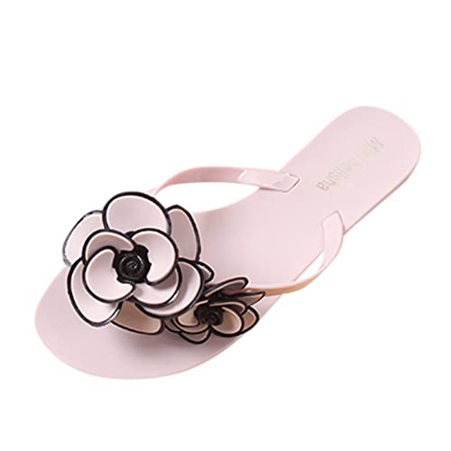 LZPCarra Damen Flip Flop Sommer Elegant - Hausschuhe Damen Sommer Offen, Blumen Sandalen Sommer Sandaletten Plateau Bohemian Schuhe Flip Flop Zehentrenner Sommerschuhe Casual Strandschuhe Hausschuhe von LZPCarra