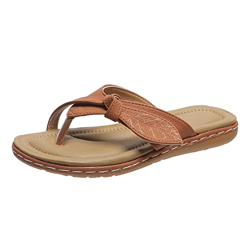 LZPCarra Damen Flip Flops Elegant - Damen Hausschuhe Sommer Leicht, Sommer Hausschuhe Open Toe Strandschuhe Rutschfest Flach Elegant Flip-Flops Slides Bequeme Verschleißfeste Badeschuhe Sandalen von LZPCarra