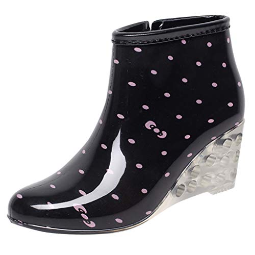 LZPCarra Damen-Regenstiefel mit Keilabsatz, kurze -Regenstiefel, rutschfeste, wasserdichte Wasserschuhe Damen Schuhe Frühling 41 (Pink, 36) von LZPCarra