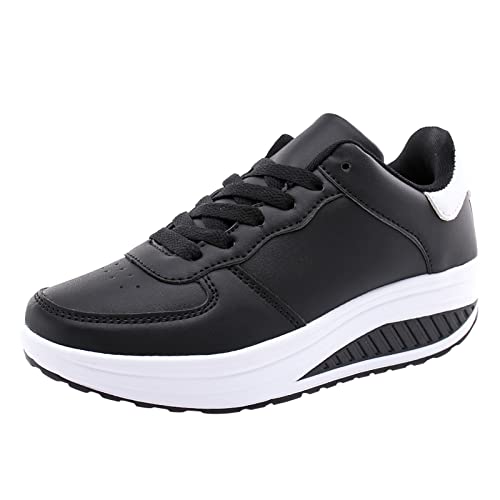 LZPCarra Damenschuhe Winter 38 Schnüren Sie Sport-Mesh-Wanderschuhe -Turnschuhe Komfort-Keil-Plattform-Müßiggänger Schuhe Damen Winterstiefel Günstig (Black, 41) von LZPCarra