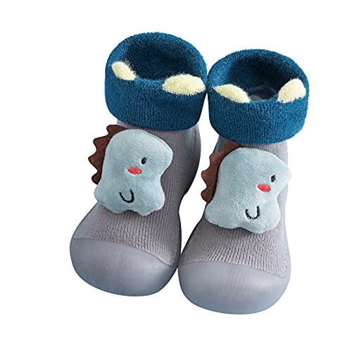 LZPCarra Elefanten Hausschuhe Kinder Kleinkind Baby Jungen Solide Warm Stricken Weiche Sohle Gummischuhe Socken Hausschuhe Strumpf Warme Schuhe Socken Schlitten Erwachsene Holz (Grey, 24) von LZPCarra