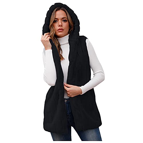 LZPCarra Fellweste Damen Kunstfell Weste Ärmellose Jacke Faux Pelz-Weste Mantel Fellweste Elegant Fell Jacke Warm Faux Fur Cardigan Pelzweste Steppweste Pelzjcke Winter Herbst üBergangsjacke von LZPCarra