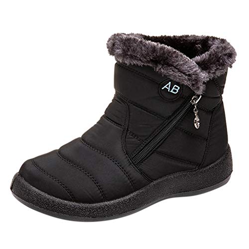 LZPCarra Frauen Schneestiefel kurze Bootie wasserdichte Schuhe warme Schuhe Weise Schuhe Für Damen Winter (Black, 39) von LZPCarra