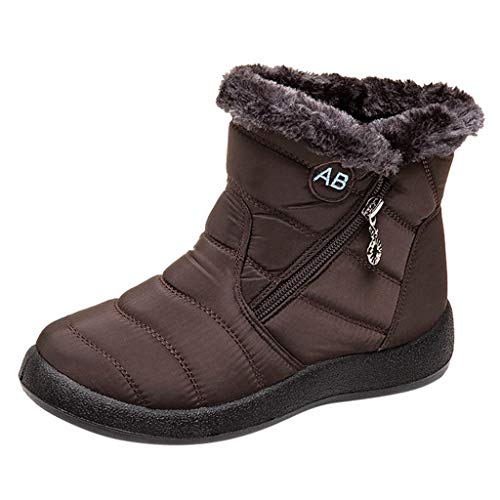 LZPCarra Frauen Schneestiefel kurze Bootie wasserdichte Schuhe warme Schuhe Weise Schuhe Für Damen Winter (Brown, 37) von LZPCarra