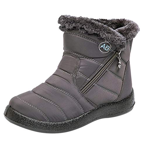 LZPCarra Frauen Schneestiefel kurze Bootie wasserdichte Schuhe warme Schuhe Weise Schuhe Für Damen Winter (Grey, 39) von LZPCarra