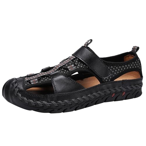 LZPCarra Freizeitschuhe Atmungsaktive Sandalen Herren Sommer Outdoor Strand Herrensandalen Herren Schuhe Rot Gelb (Black, 38) von LZPCarra