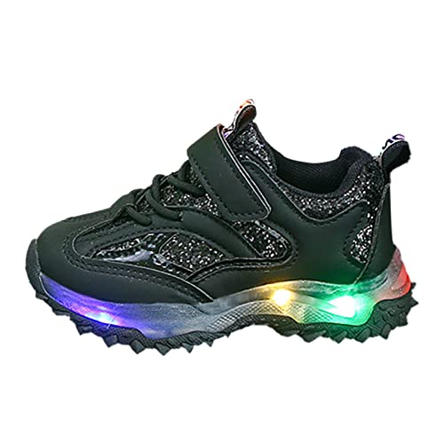 LZPCarra Frühling rutschfeste weiche Sohle Baby Kleinkind LED Blinklichter Schuhe Mädchen Sportschuhe Sportschuhe Kinder 34 Mädchen (Black, 22.5 Toddler) von LZPCarra