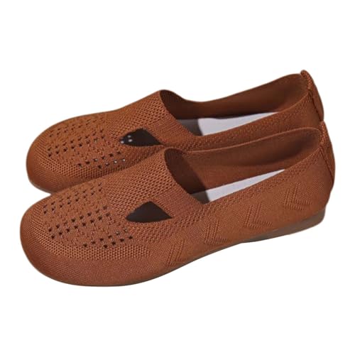 LZPCarra Gewebte orthopädische, atmungsaktive, weiche Damenschuhe zum Gehen, Slip-on-Schaumstoffschuhe, Hände schlüpfen in Sneakers, Fußgewölbeunterstützung Schuhe Schwarz Damen Stoff (Brown, 40) von LZPCarra