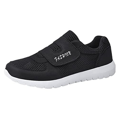 LZPCarra Herren 2023 New Hook Loop Solid Color Fly Woven Mesh Atmungsaktive Laufschuhe Herren. Sneaker (Black, 44) von LZPCarra