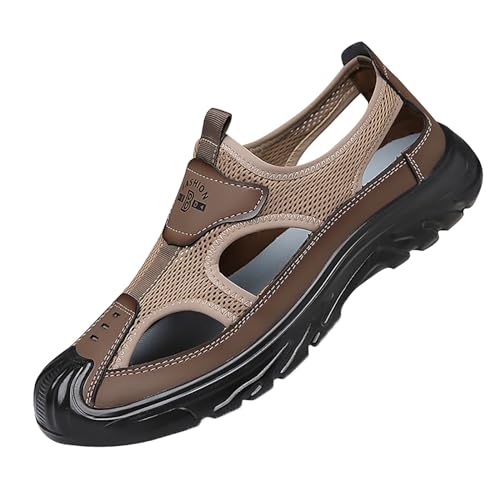 LZPCarra Herren Outdoor Freizeitschuhe Mesh Schuhe rutschfest Atmungsaktiv Sportkopf Halbslip Herrenschuhe Ausgehöhlte Große Mesh Atmungsaktive Boardschuhe Compatible with Motorrad Schuhe (A, 45) von LZPCarra