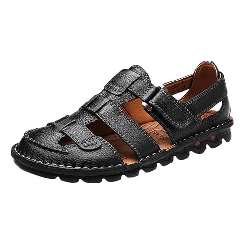 LZPCarra Herren Sommer Atmungsaktive Handgenähte Fußbedeckung Lässige Strand Lazy PU Außenhandel Sandalen Schuhe Herren Wasserdicht 44 (A, 48) von LZPCarra