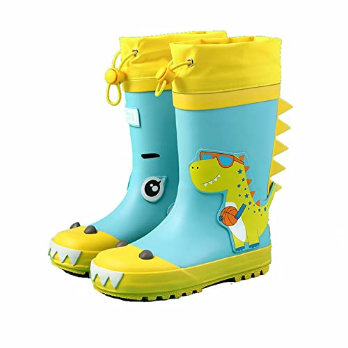 LZPCarra Kinder Regenschuhe und Mädchen Wasserschuhe Baby Regenstiefel Wasserstiefel in großen und kleinen Kindern Kinder mit elastischer Kordel Für Baby Jungs (Sky Blue, 25 Toddler) von LZPCarra