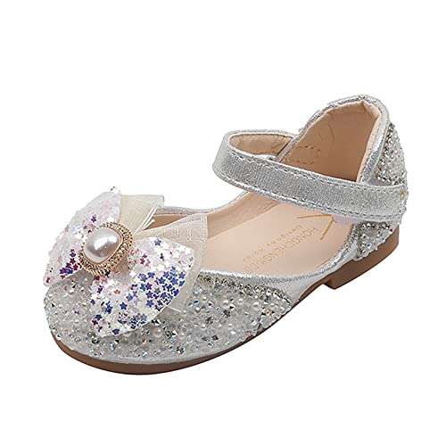 LZPCarra Kinder beschuht Mode-Flache Boden-Prinzessin-Schuhe mit -einzelnen Schuh-Leistungs-Schuhen Hallenturnschuhe Kinder (Silver, 22.5 Toddler) von LZPCarra