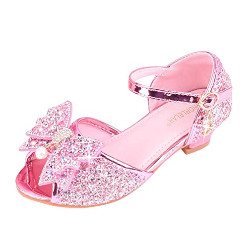 LZPCarra Kinderschuhe mit glänzenden Sandalen Prinzessin Schuhe Bogen High Heels Zeigen Prinzessin Schuhe Turnschuhe 34 Mädchen (Pink, 28.5 Little Child) von LZPCarra