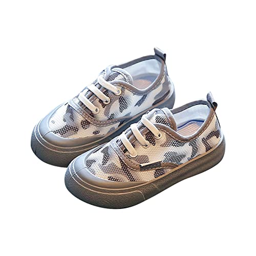 LZPCarra Kleines Kind Mädchen Freizeitschuhe Kinder Boardschuhe Segeltuchschuhe Mädchen Mesh Freizeitschuhe Atmungsaktive One Foot Off Turnschuhe Turnschuhe 37 (Grey, 28 Little Child) von LZPCarra