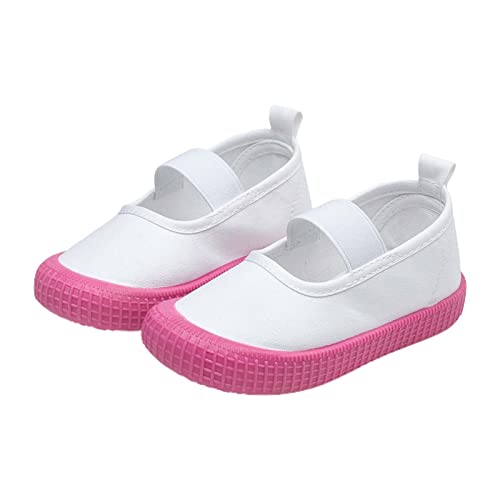 LZPCarra Kleinkind Baby Mädchen Schuhe Flache Schuhe Bao EIN Fuß Off Mädchen Leinwand Schuhe Baby Weiche Sohle Casual Schuhe einfache Mode Unisex M 31 (Hot Pink, 23.5 Infant) von LZPCarra