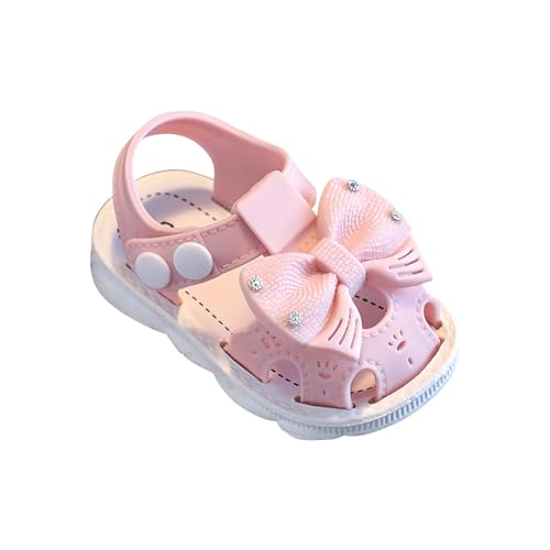 LZPCarra Kleinkind Mädchen Mittleren Und Kleinen Kinder Sommer Schmetterling Wrap Rutschfeste Weiche Sohle Strand Schuhe Lauflernschuhe Baby (Pink, 19 Infant) von LZPCarra