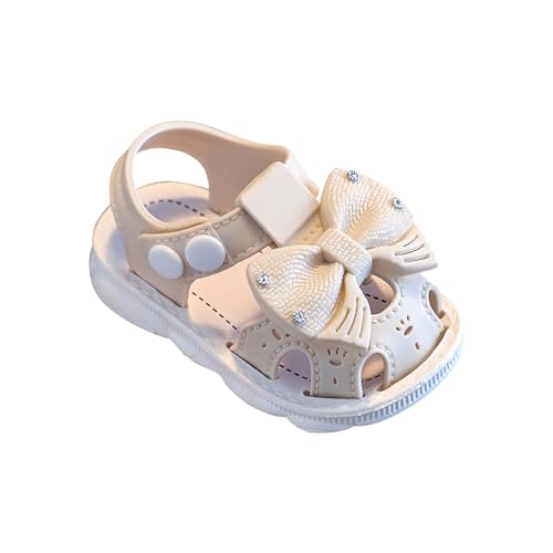 LZPCarra Kleinkind Mädchen Mittleren Und Kleinen Kinder Sommer Schmetterling Wrap Rutschfeste Weiche Sohle Strand Schuhe Lauflernschuhe Baby (White, 19 Infant) von LZPCarra