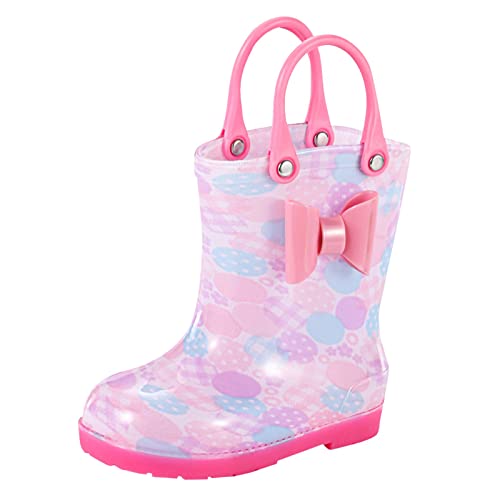 LZPCarra Kleinkind-Regenstiefel Baby-Regenstiefel Kurze Regenstiefel für Leicht anzuziehen Schneestiefel Kinder Wasserdicht 36 (Hot Pink, 24 Toddler) von LZPCarra