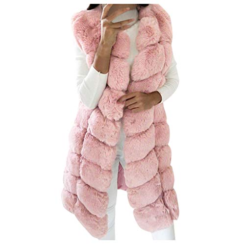 LZPCarra Kunstpelz Weste Damen Lange Fellweste Steppweste Ärmellose Pelzmantel Herbst Winter Elegant Warm Faux Fur Cardigan Felljacke Winterjacke Mantel Jacke von LZPCarra