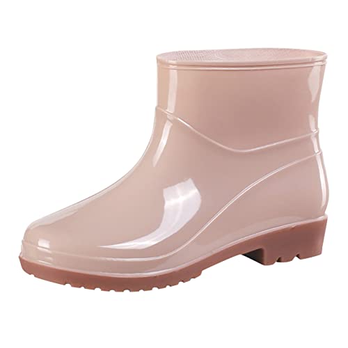 LZPCarra Kurze Regenstiefel für Damen wasserdichter Regenstiefel zum Hineinschlüpfen Gartenstiefel Damen Gummi Außenarbeit mit Komfort Damen Schuhe 46 (Khaki, 37) von LZPCarra