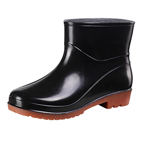 LZPCarra Kurze Regenstiefel für Damen wasserdichter Regenstiefel zum Hineinschlüpfen Gartenstiefel Damen Gummi Außenarbeit mit Komfort Schuhe Unter 10 Damen (Black, 41) von LZPCarra