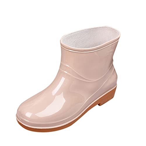 LZPCarra Low-Heeled Buckle Middle Boots Shoe Rain Toe Women Runde Damenstiefel Schuhe Damen Größe 40 (Khaki, 38) von LZPCarra