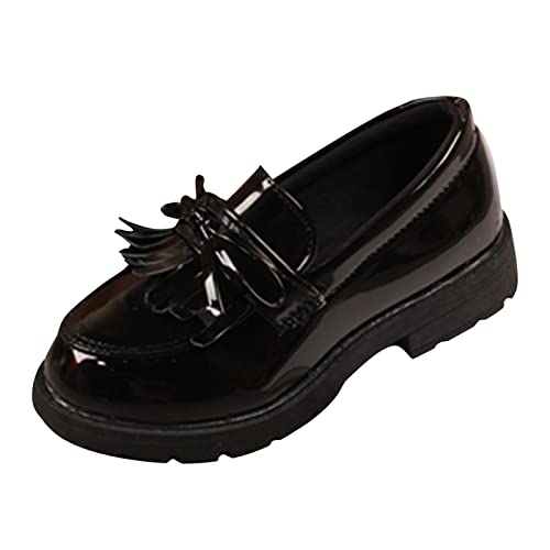 LZPCarra Mädchen Slip On Loafer Quaste Bow Schule Kleid Schuhe für Mädchen Kindersportschuhe (Black, 33) von LZPCarra