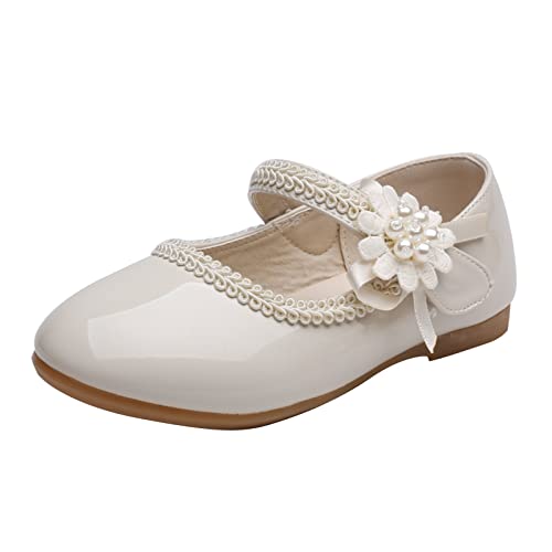 LZPCarra Mädchenschuhe Kleine Lederschuhe Einzelschuhe Tanzschuhe Mädchen Performance Schuhe Schule Damen (Beige, 25 Toddler) von LZPCarra