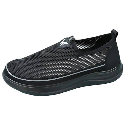 LZPCarra Mode Frühjahr Und Sommer Männer Sport Schuhe Flachen Boden Leichte Mesh Atmungsaktive Slip Auf Bequeme Einfarbig Einfache Eigenschaften: Schuhe Herren Basketball Hoch (Black, 42) von LZPCarra