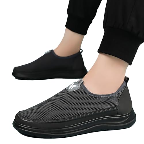 LZPCarra Mode Frühjahr Und Sommer Männer Sport Schuhe Flachen Boden Leichte Mesh Atmungsaktive Slip Auf Bequeme Einfarbig Einfache Eigenschaften: Schuhe Herren Basketball Hoch (Grey, 42) von LZPCarra