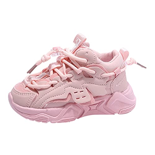 LZPCarra Mode Frühling und Sommer Kinder Sportschuhe für und Mädchen Dicke Sohlen rutschfest bequem elastisch und Schnürung einfarbig bequem im Freien Sportschuh Mädchen 34 (Red, 25 Toddler) von LZPCarra