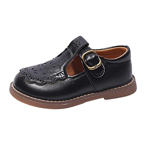 LZPCarra Mode Kleinkind und Mädchen Freizeitschuhe Dicke Sohle runde Zehenschnalle Kleid Schuhe Schuhe Herren Sneaker (Black, 27.5 Little Child) von LZPCarra