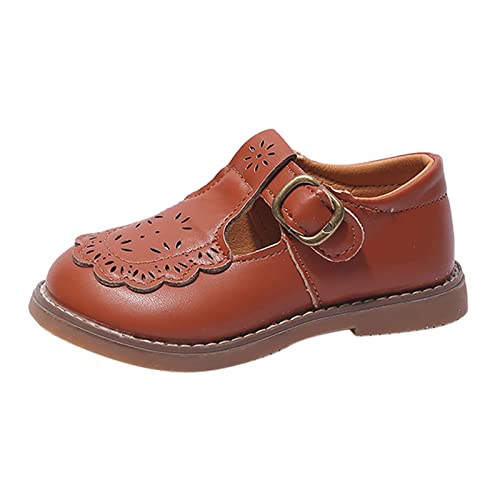 LZPCarra Mode Kleinkind und Mädchen Freizeitschuhe Dicke Sohle runde Zehenschnalle Kleid Schuhe Schuhe Herren Sneaker (Brown, 29.5 Little Child) von LZPCarra