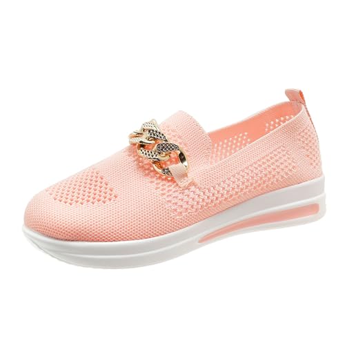 LZPCarra Modische Sommer-Damen-Turnschuhe, Streifen, Mesh, atmungsaktiv, bequem, lässig Weiße Schuhe Damen 42 (Pink, 38) von LZPCarra