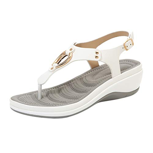 LZPCarra Orthopädische Sandalen Damen Elegant - Römersandalen Damen Flach, Sandalen Mit Absatz Sommer Bequem Sandalen Bohemia Zehentrenner Strand Schuhe Freizeit Flach Sandalette Bequeme Open Schuhe von LZPCarra