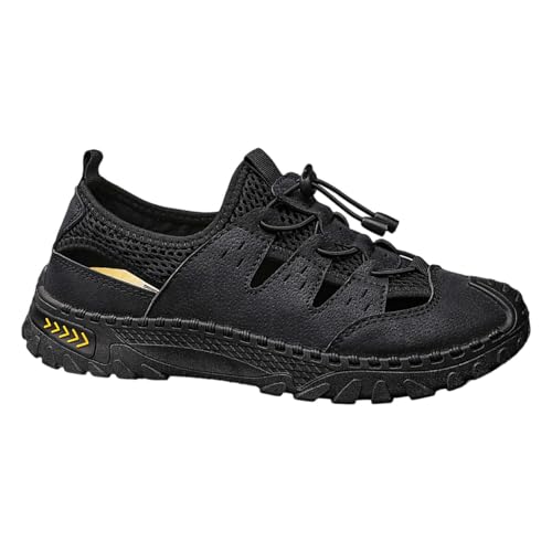 LZPCarra Outdoor-Sportschuhe für Herren, lässige, rutschfeste Wanderschuhe, rutschfeste Antikollisions-Lochschuhe, atmungsaktive Mesh-Herrenschuhe Schuhe Herren Speed (Black, 44) von LZPCarra